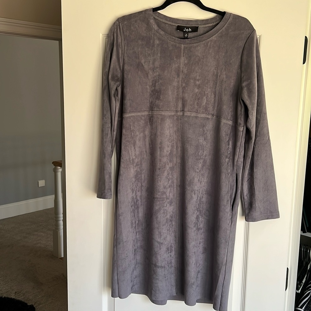 Joh l/s faux sued dress
